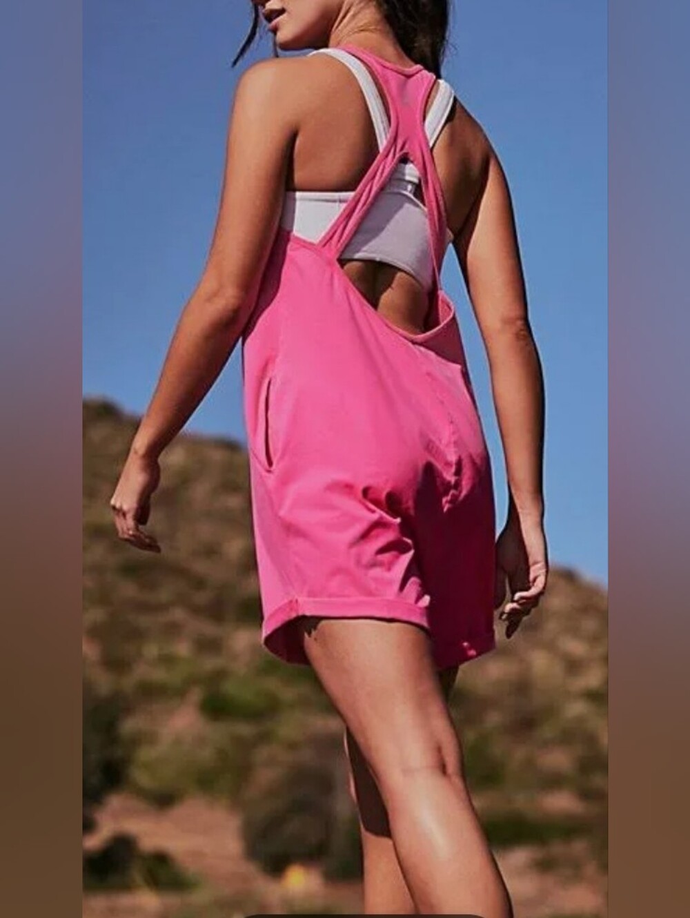 Free People Movement Hot Shot Racerback Romper In Malibu